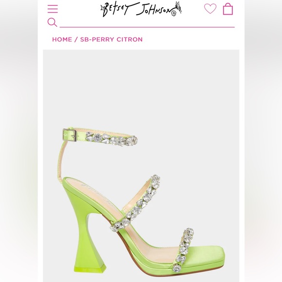 Betsey Johnson SB- Perry’s Bright Citron Rhinestone Sandals Heels - Picture 11 of 11